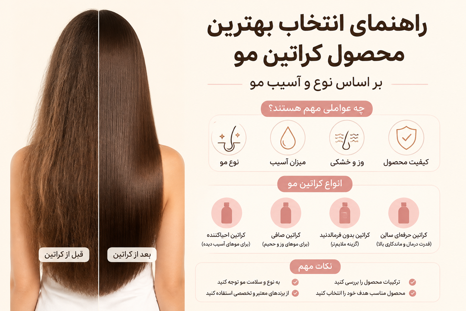 راهنمای انتخاب بهترین محصول کراتین مو بر اساس نوع و آسیب مو